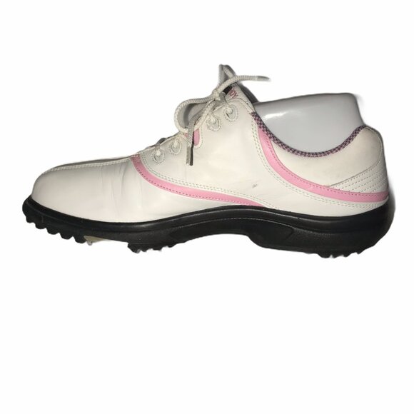 FootJoy Comfort Pink White Golf Shoes Womens 10M Lace Ups Athletic Spikes - Picture 3 of 8